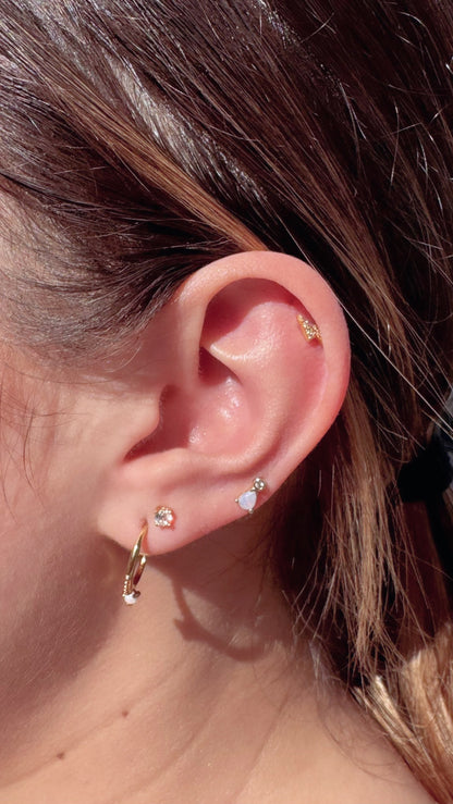 Opal Half Gold  Hoop