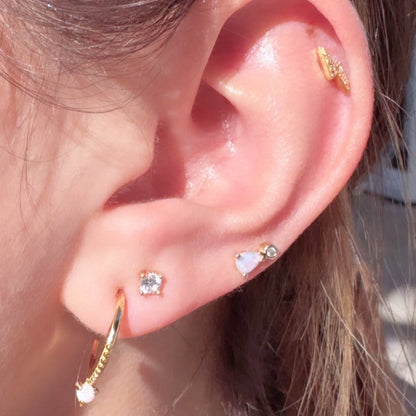 Opal Half Gold  Hoop