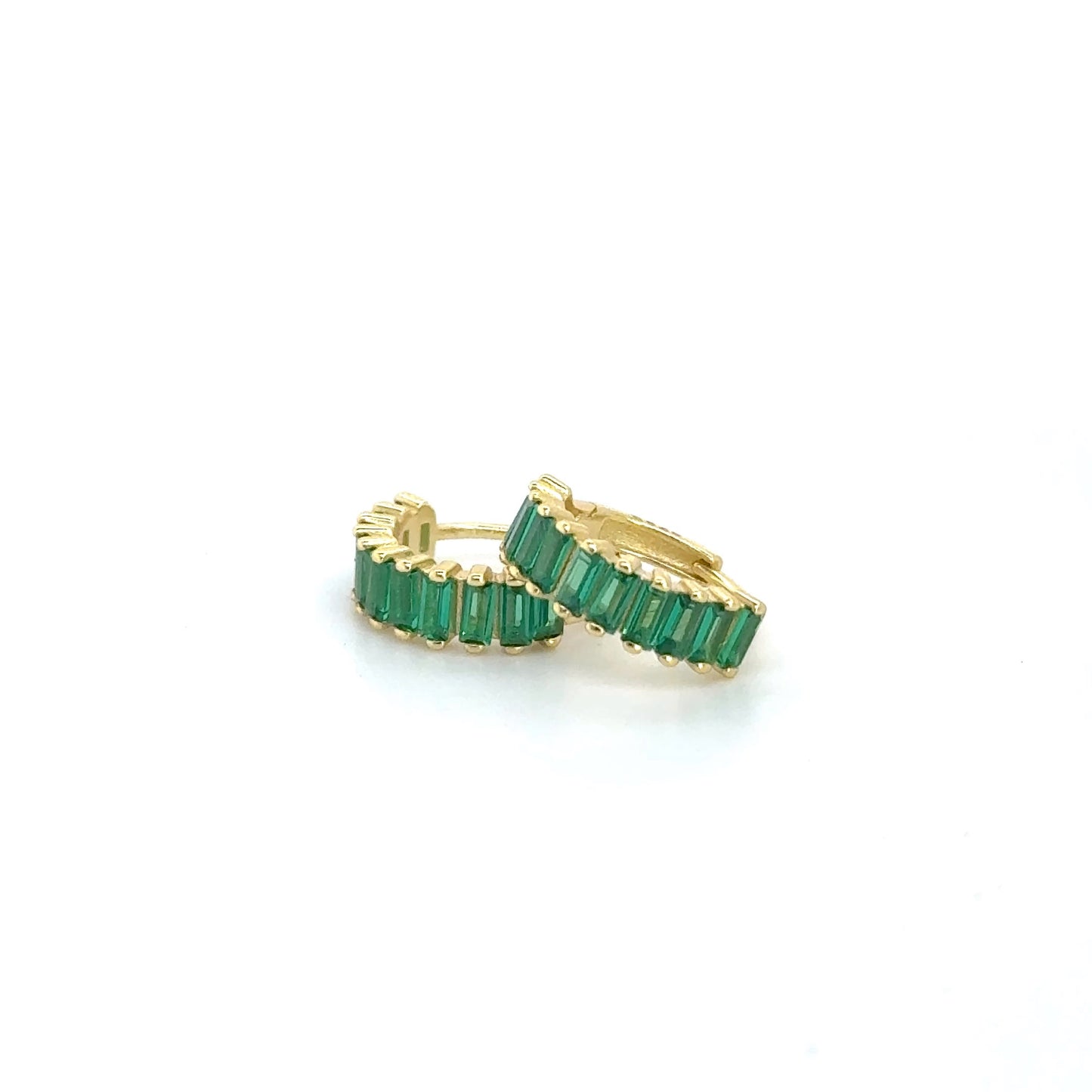 GREEN BAGUETTES GOLD HUGGIES