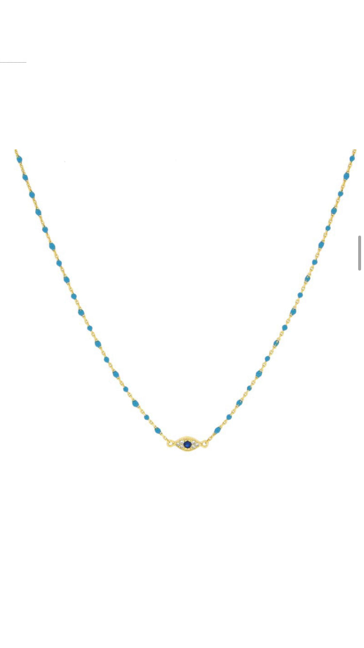 Evil Eye Necklace .925 silver 14k Gold Plated