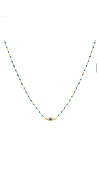 Evil Eye Necklace .925 silver 14k Gold Plated