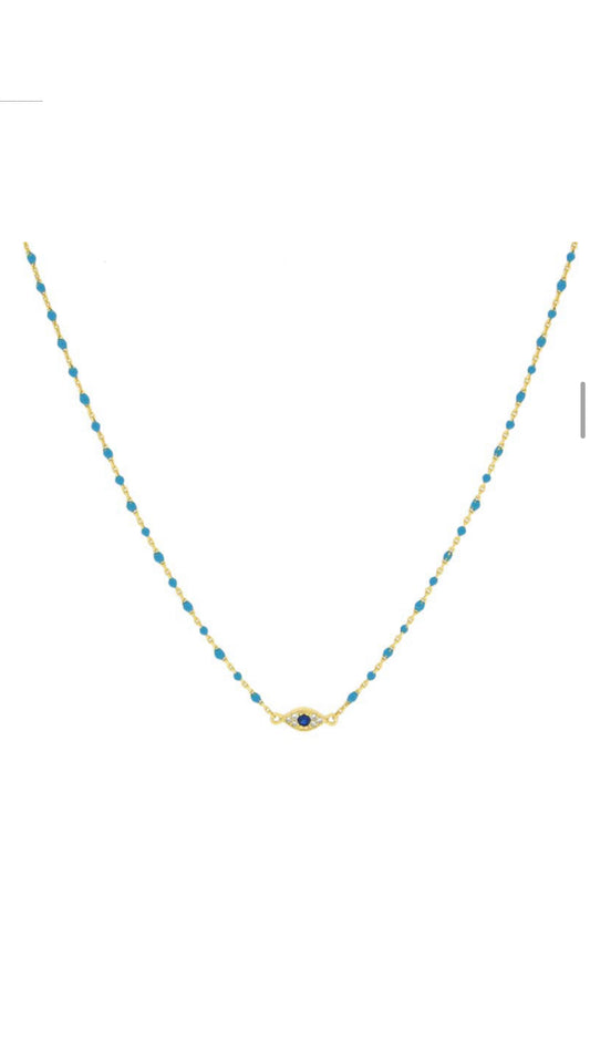 Evil Eye Necklace .925 silver 14k Gold Plated