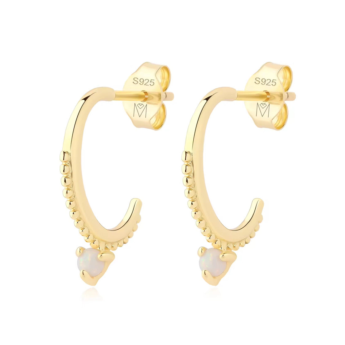 Opal Half Gold  Hoop