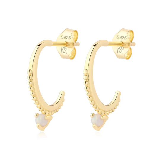 Opal Half Gold  Hoop