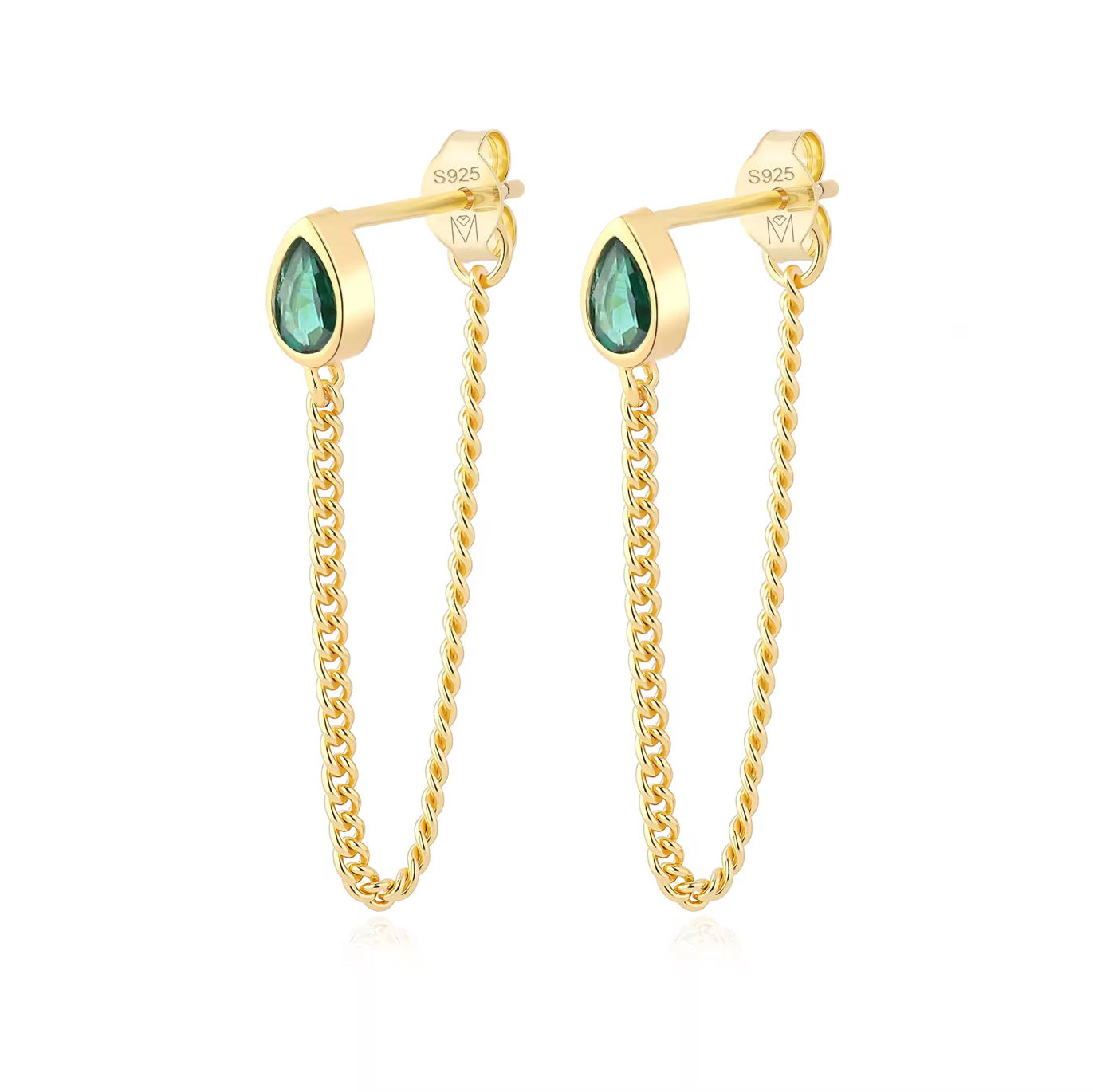 Drop Cuban Chain Stud Earrings