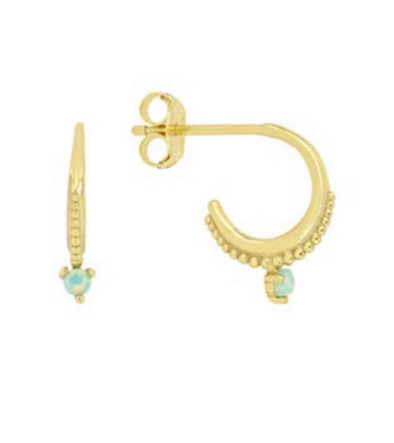 Opal Half Gold  Hoop