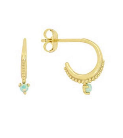Opal Half Gold  Hoop