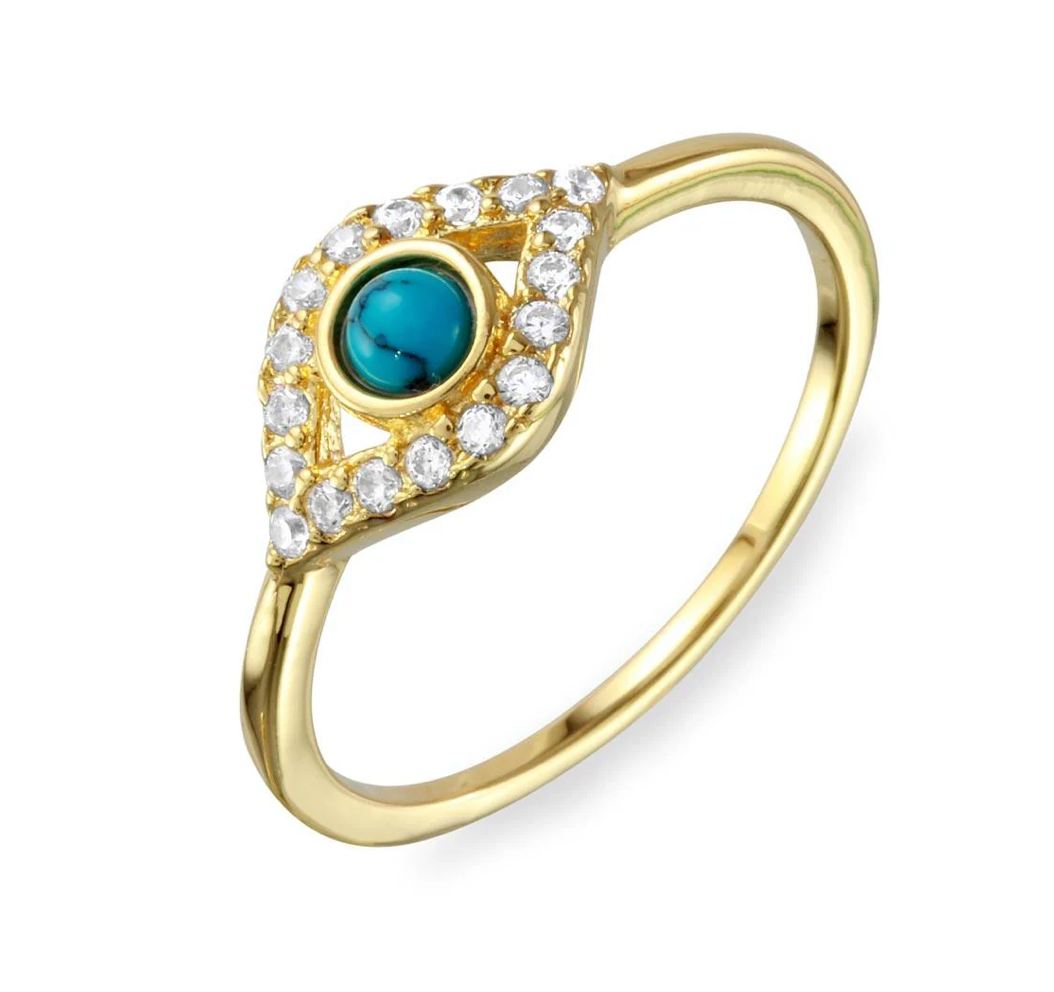 EVIL EYE TURQUOISE GOLD RING