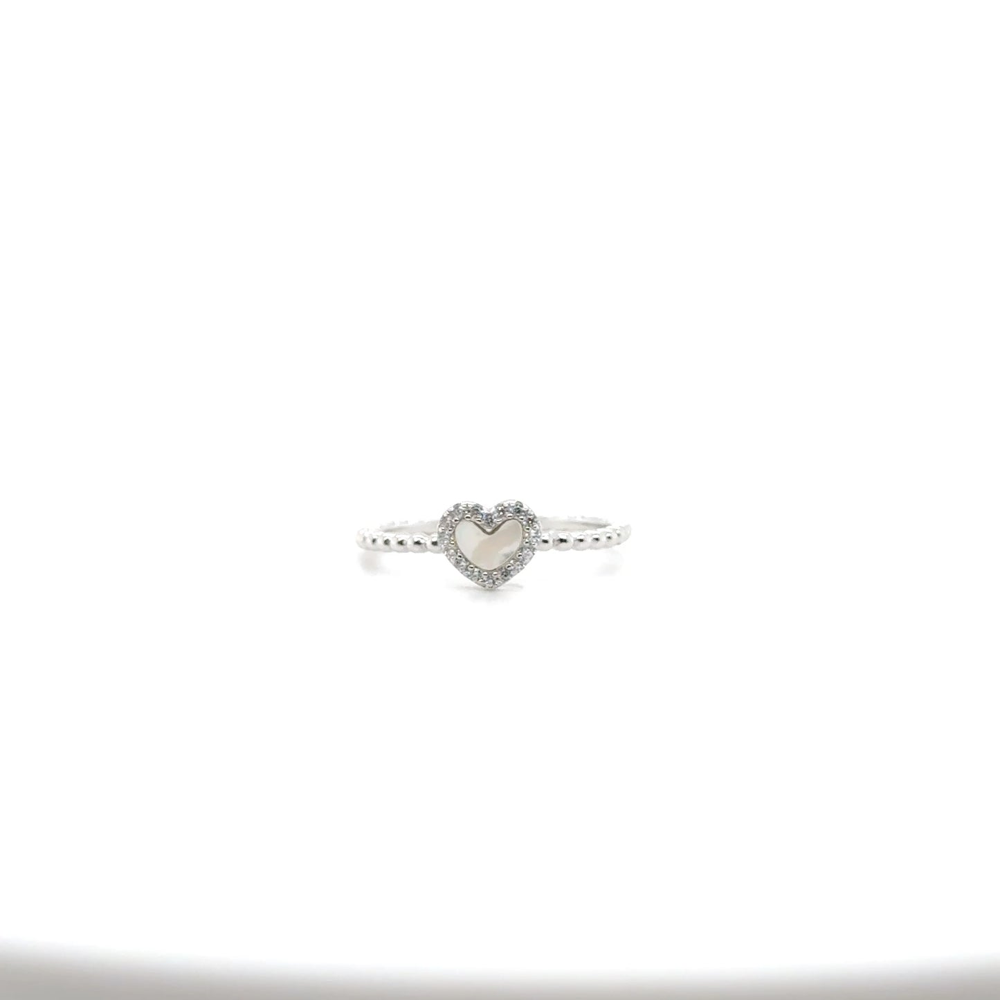 Mother Pearl Heart Silver Ring