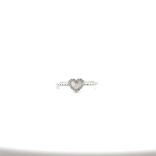 Mother Pearl Heart Silver Ring