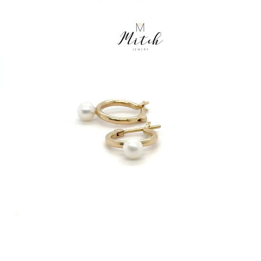 Pearl Hoop 14k Gold
