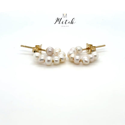 Pearl Half Hoop 14k Gold