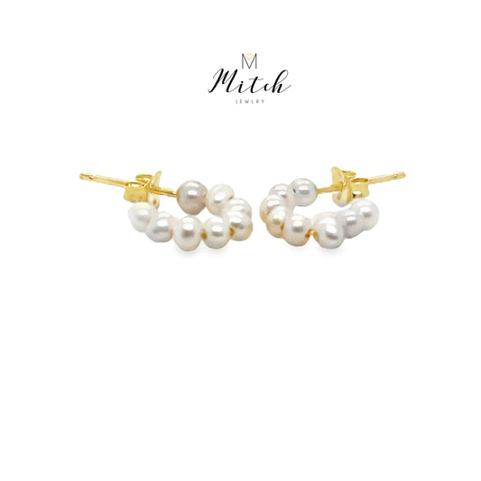 Pearl Half Hoop 14k Gold