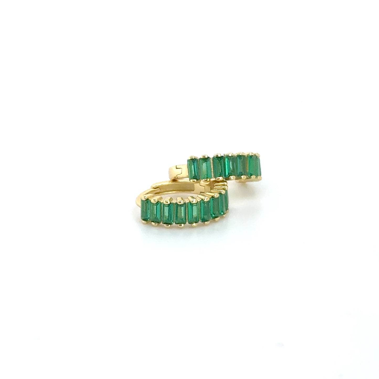 GREEN BAGUETTES GOLD HUGGIES