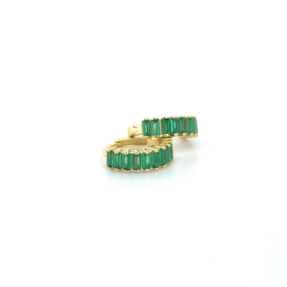 GREEN BAGUETTES GOLD HUGGIES