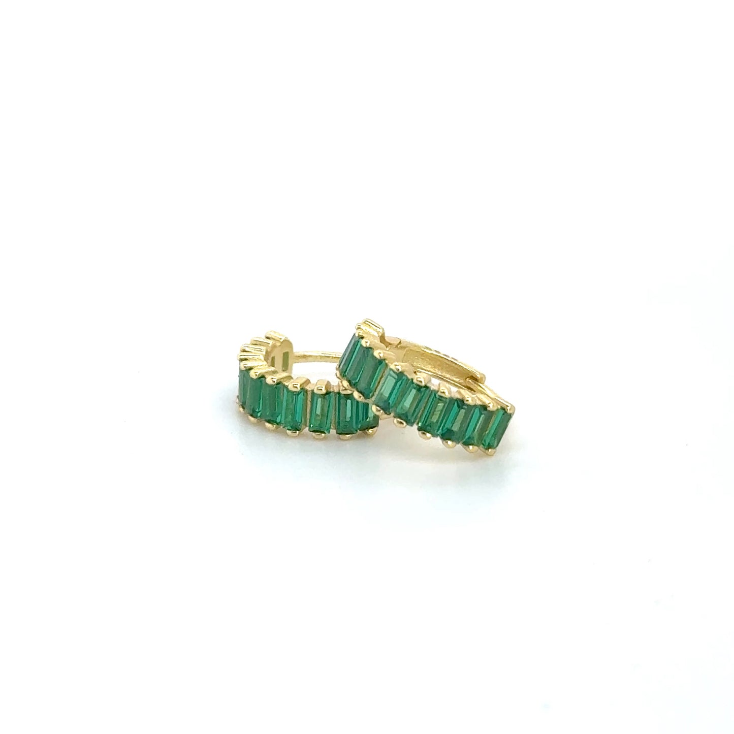GREEN BAGUETTES GOLD HUGGIES