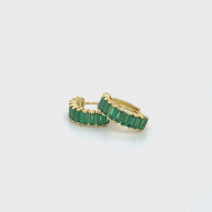 GREEN BAGUETTES GOLD HUGGIES